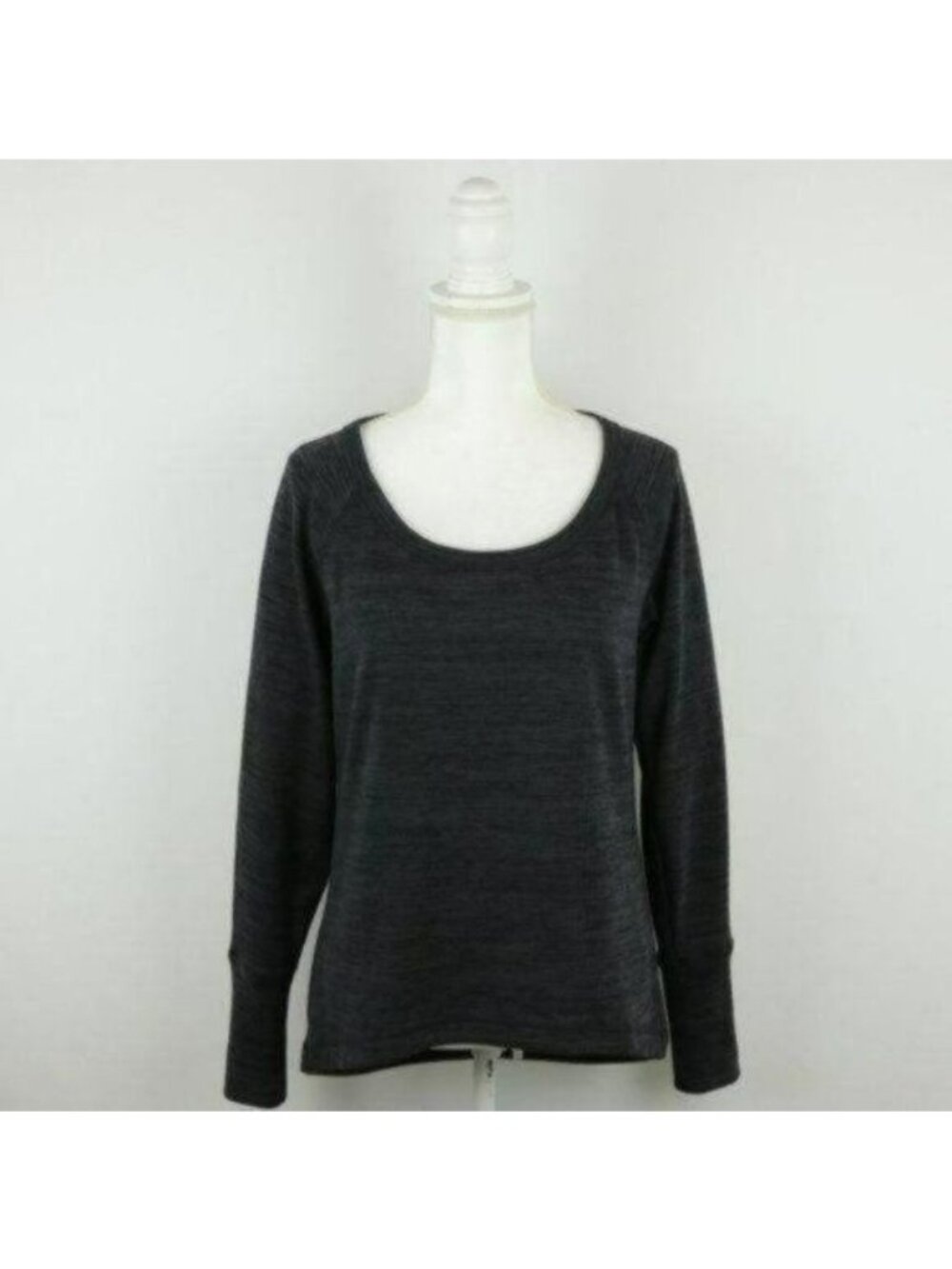 Athleta No Sweatin' It Women's Small Black Gray Knit Scoop Neck Sweatshirt